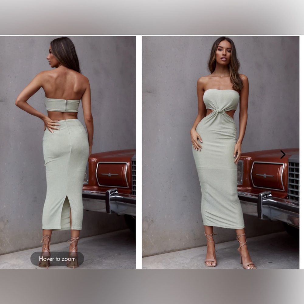 Paradiso Strapless Cutout Midi Matcha MED